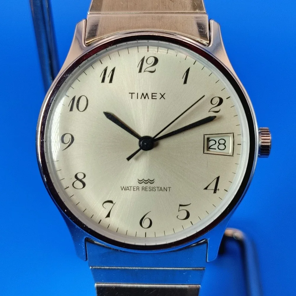 Vintage 1977 Timex Date Mechanical Wind 39mm Mens Dress Watch Fully Restored